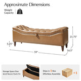 Abner Traditional Upholstered Storage Bench with Button Tufting