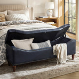 Abner Traditional Upholstered Storage Bench with Button Tufting