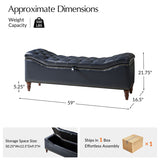 Abner Traditional Upholstered Storage Bench with Button Tufting