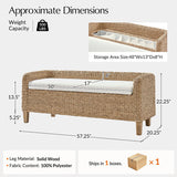 Candela Rattan Bench with Storage and Cream Cushion