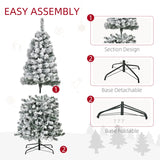 HOMCOM 7.5ft Pre-Lit Snow-Flocked Slim Douglas Fir Artificial Christmas Tree with Realistic Branches, 350 LED Lights and 641 Tips