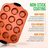 12 Cup Muffin Pan - Nonstick Carbon Steel Bake Pan With Black Silicone Handles, Compatible With Models: Ncsbs54S, Ncsbs52S (Copper)