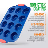 12 Cup Muffin Pan - Deluxe Nonstick Blue Coating Inside & Outside With Red Silicone Handles,  Compatible With Models: Ncsbsbl10, Ncsbsbl8, Ncsbsbl6 (Blue)