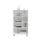TUHOME Bellagio 40" Tall Four-Tier Base Cabinet with Six Open Cubbies, Modern Storage Unit for Home or Office Organization, Freestanding Organizer for Books, Décor, Supplies and Everyday Essentials with Contemporary Design