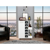 Tuhome Bar Cart with Two External Shelves, Four Casters, Six Built-In Wine Rack, Single Door Cabinet, Modern Design for Home Bar or Living Room