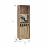 Tuhome Prana Bar Cabinet with Two Shelves, Five Built-In Wine Rack, Double Door Cabinet, Light Oak Finish for Living Room or Home Bar