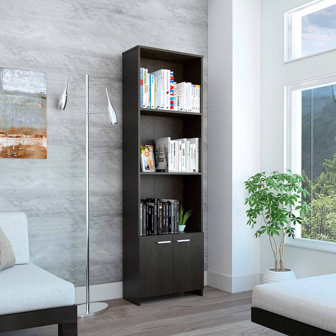 Easy Lisa Bookcase, Double Door Cabinet, Three Shelves