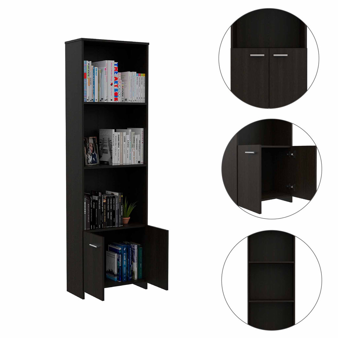 Easy Lisa Bookcase, Double Door Cabinet, Three Shelves