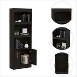 Tuhome Simma Bookcase with Metal Hardware, Three Spacious Shelves, Double Door Cabinet, Modern Storage Solution for Living Room, Office, or Bedroom