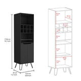 Tuhome Manhattan L Bar Cabinet with Eight Built-In Wine Cubbies, Dual Single-Door Storage Cabinets, Integrated Stemware Rack, Modern Entertaining Bar Unit for Liquor Display, Glassware Organization, and Home Gatherings