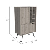 Tuhome Manhattan L Bar Cabinet with Eight Built-In Wine Cubbies, Dual Single-Door Storage Cabinets, Integrated Stemware Rack, Modern Entertaining Bar Unit for Liquor Display, Glassware Organization, and Home Gatherings