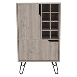 Tuhome Manhattan L Bar Cabinet with Eight Built-In Wine Cubbies, Dual Single-Door Storage Cabinets, Integrated Stemware Rack, Modern Entertaining Bar Unit for Liquor Display, Glassware Organization, and Home Gatherings
