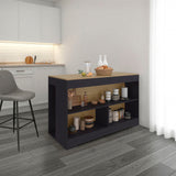 Cuenca Dining Counter Table, Freestanding Structure with 3 Open Storage Shelves and Wide Dining Countertop Space for Kitchen or Dining Rooms