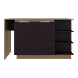 Lumina Modern Kitchen and Bar Counter Table, Freestanding Structure with Two Door Storage Cabinet, 3 Side Open Shelves and, Spacious Dining Countertop