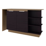 Lumina Modern Kitchen and Bar Counter Table, Freestanding Structure with Two Door Storage Cabinet, 3 Side Open Shelves and, Spacious Dining Countertop