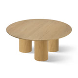 Baguette 40" Modern Black Oak Wood 3-Leg Round Coffee Table