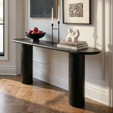 Baguette 70" Oval Black Solid Wood Console Table