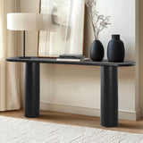 Baguette 70" Oval Black Solid Wood Console Table