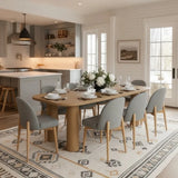 Havana Linen Upholstered Dining Chair with Solid Wood Legs (Set of 8)