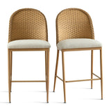 Barcelona 25.5" Beige Rattan Upholstered Counter Stool (Set of 2)