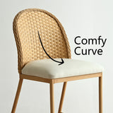 Barcelona 25.5" Beige Rattan Upholstered Counter Stool (Set of 2)