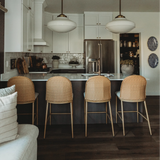 Barcelona 25.5" Beige Rattan Upholstered Counter Stool (Set of 4)