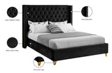 Barolo Luxurious Velvet Wing Bed with Tufted Design and Gold Nailhead Accents for Elegant Bedrooms