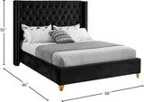 Barolo Luxurious Velvet Wing Bed with Tufted Design and Gold Nailhead Accents for Elegant Bedrooms