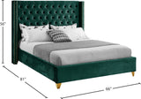 Barolo Luxurious Velvet Wing Bed with Tufted Design and Gold Nailhead Accents for Elegant Bedrooms