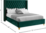 Barolo Luxurious Velvet Wing Bed with Tufted Design and Gold Nailhead Accents for Elegant Bedrooms