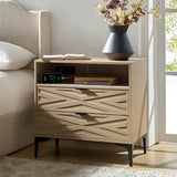 Beath 2-Drawer Nightstand with Open Top Shelf & Rear Charging Port(Optional Types)