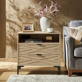 Beath 2-Drawer Nightstand with Open Top Shelf & Rear Charging Port(Optional Types)