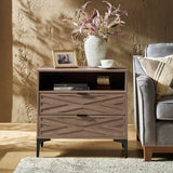 Beath 2-Drawer Nightstand with Open Top Shelf & Rear Charging Port(Optional Types)