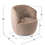 Bella Modern Small Velvet Swivel Barrel Chair (1-Piece)
