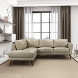 Benson Beige Leather Sectional Sofa Left Facing Chaise