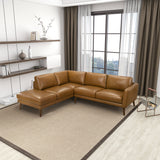 Benson Tan Leather Sectional Sofa Left Facing Chaise