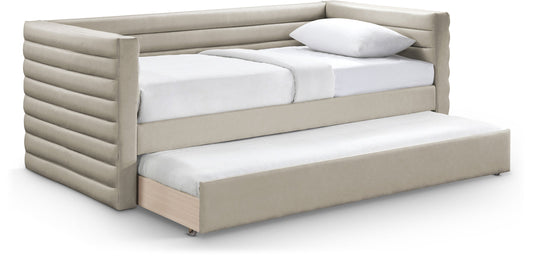 Beverly Twin Daybed with Trundle - Contemporary Design, Soft Vegan Leather, Space-Saving & Stylish