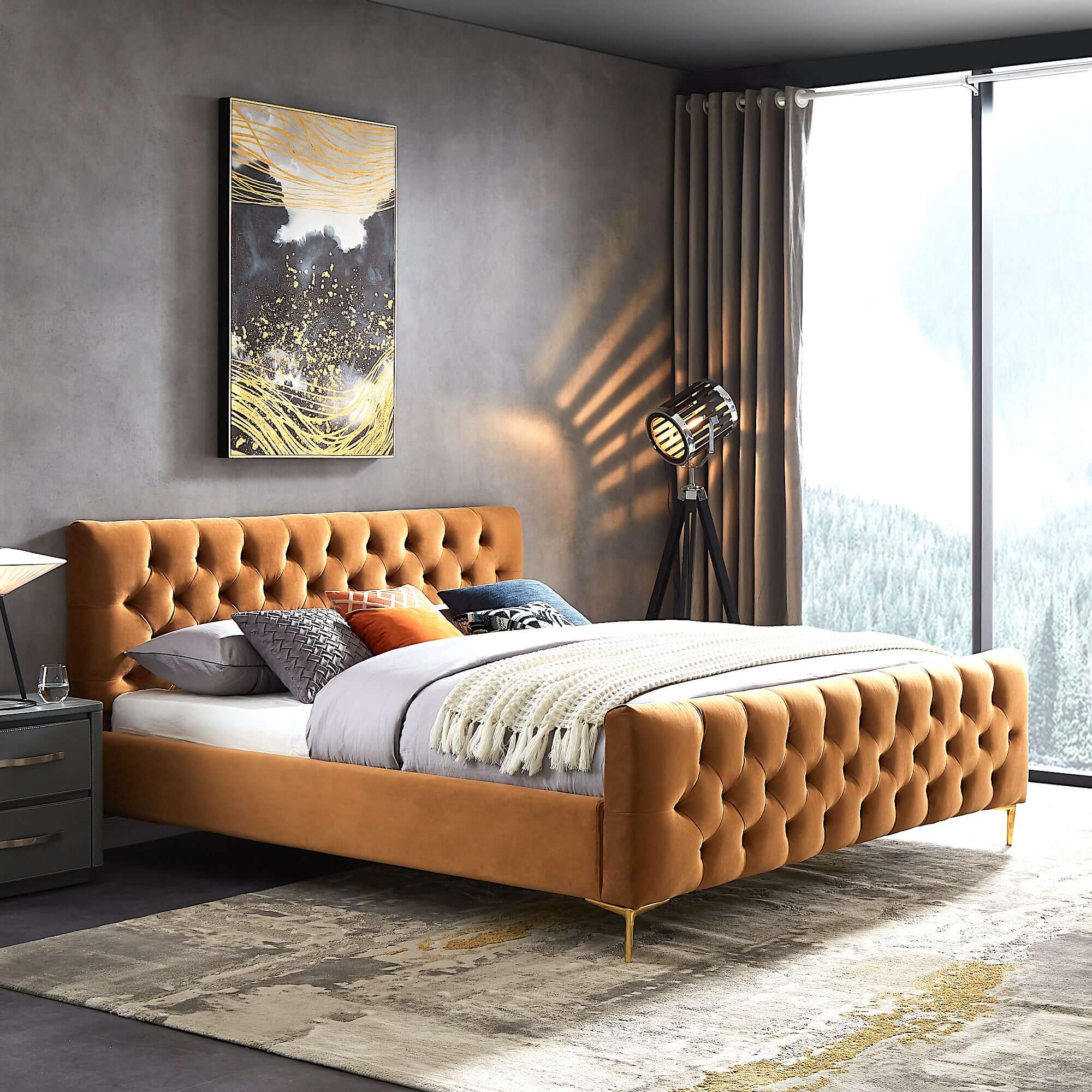 Bailey Velvet Upholstered Platform Bed