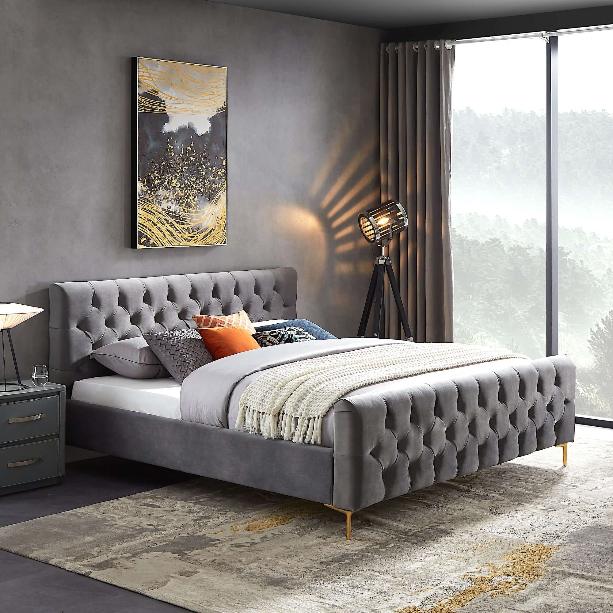 Bailey Velvet Upholstered Platform Bed