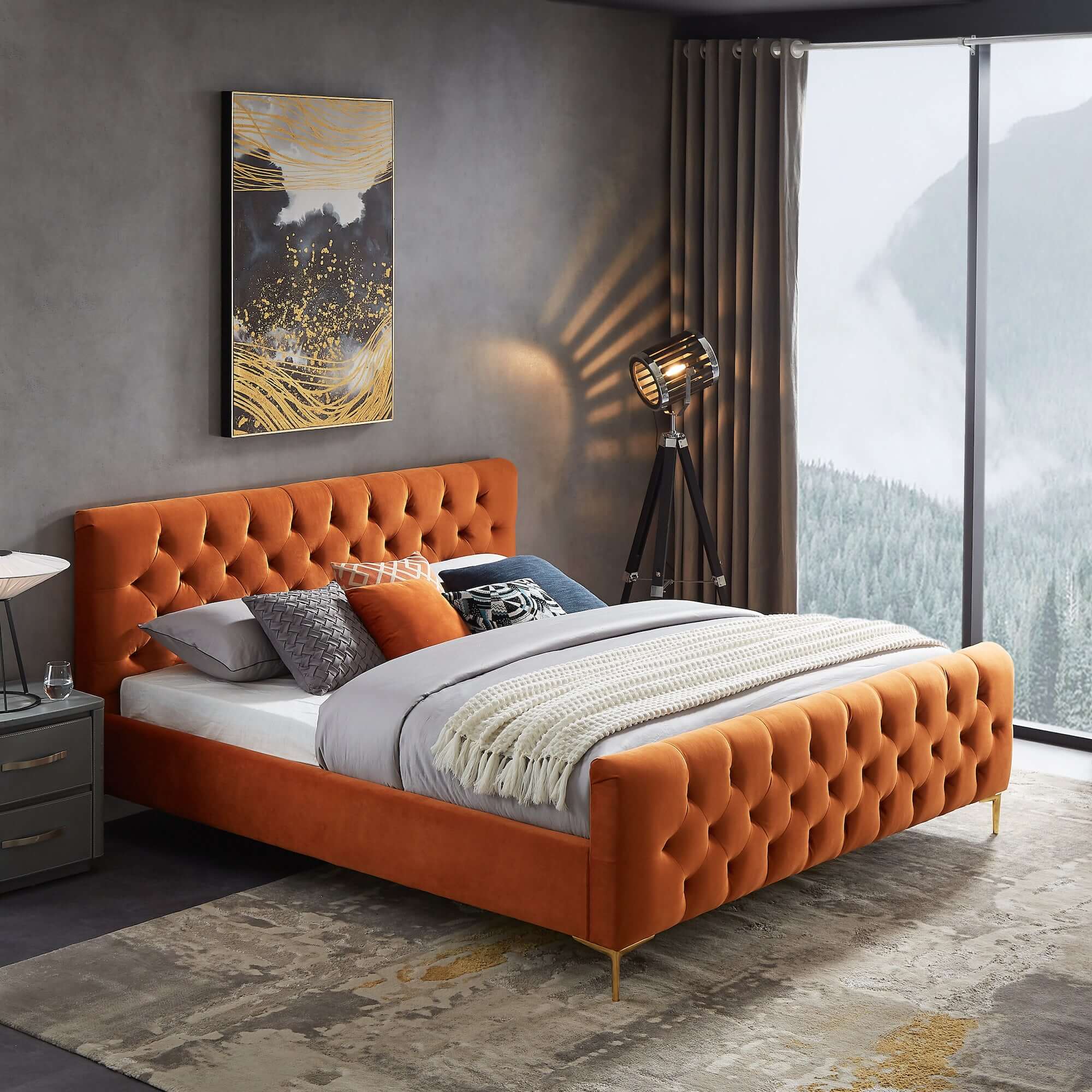 Bailey Velvet Upholstered Platform Bed