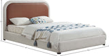 Blake Contemporary Bed with Cream Linen Fabric and Soft Padded Headboard for Modern Bedrooms