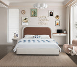Blake Contemporary Bed with Cream Linen Fabric and Soft Padded Headboard for Modern Bedrooms