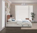Blake Contemporary Bed with Cream Linen Fabric and Soft Padded Headboard for Modern Bedrooms