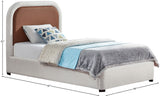 Blake Contemporary Bed with Cream Linen Fabric and Soft Padded Headboard for Modern Bedrooms