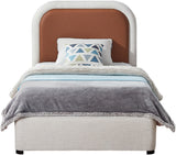 Blake Contemporary Bed with Cream Linen Fabric and Soft Padded Headboard for Modern Bedrooms
