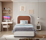 Blake Contemporary Bed with Cream Linen Fabric and Soft Padded Headboard for Modern Bedrooms
