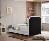 Blake Contemporary Bed with Cream Linen Fabric and Soft Padded Headboard for Modern Bedrooms