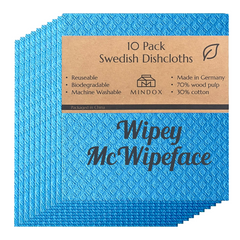 COOKSY Swedish Dishcloths - Set of 10 "Wipey McWipeface" Design