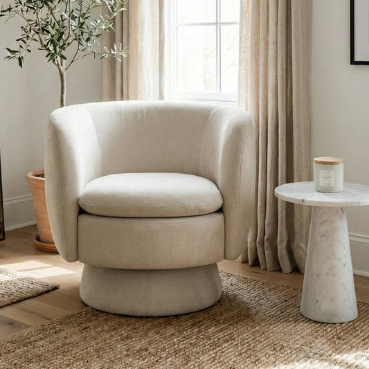Bloom Upholstered Swivel Barrel Accent Chair (1-Piece)