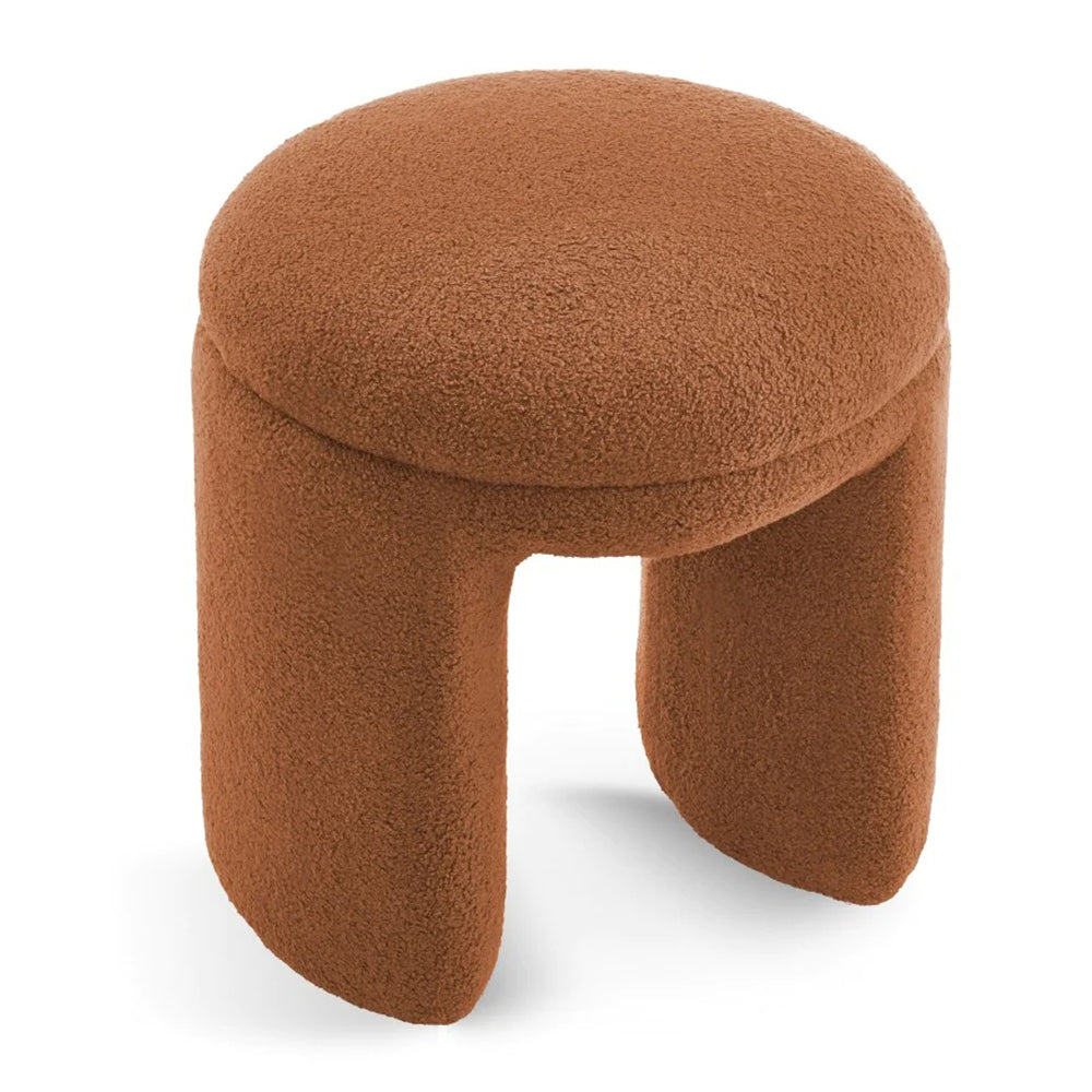 Bowen Faux Shearling Teddy Fabric Ottoman / Stool